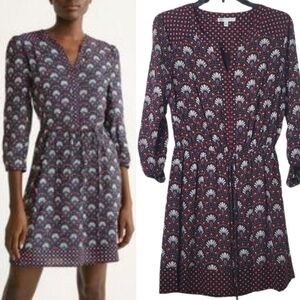 DR2‎ By Daniel Rainn Black & Red Patterned Georgette Dress With Tie Waist